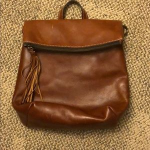 Tan leather satchel bag